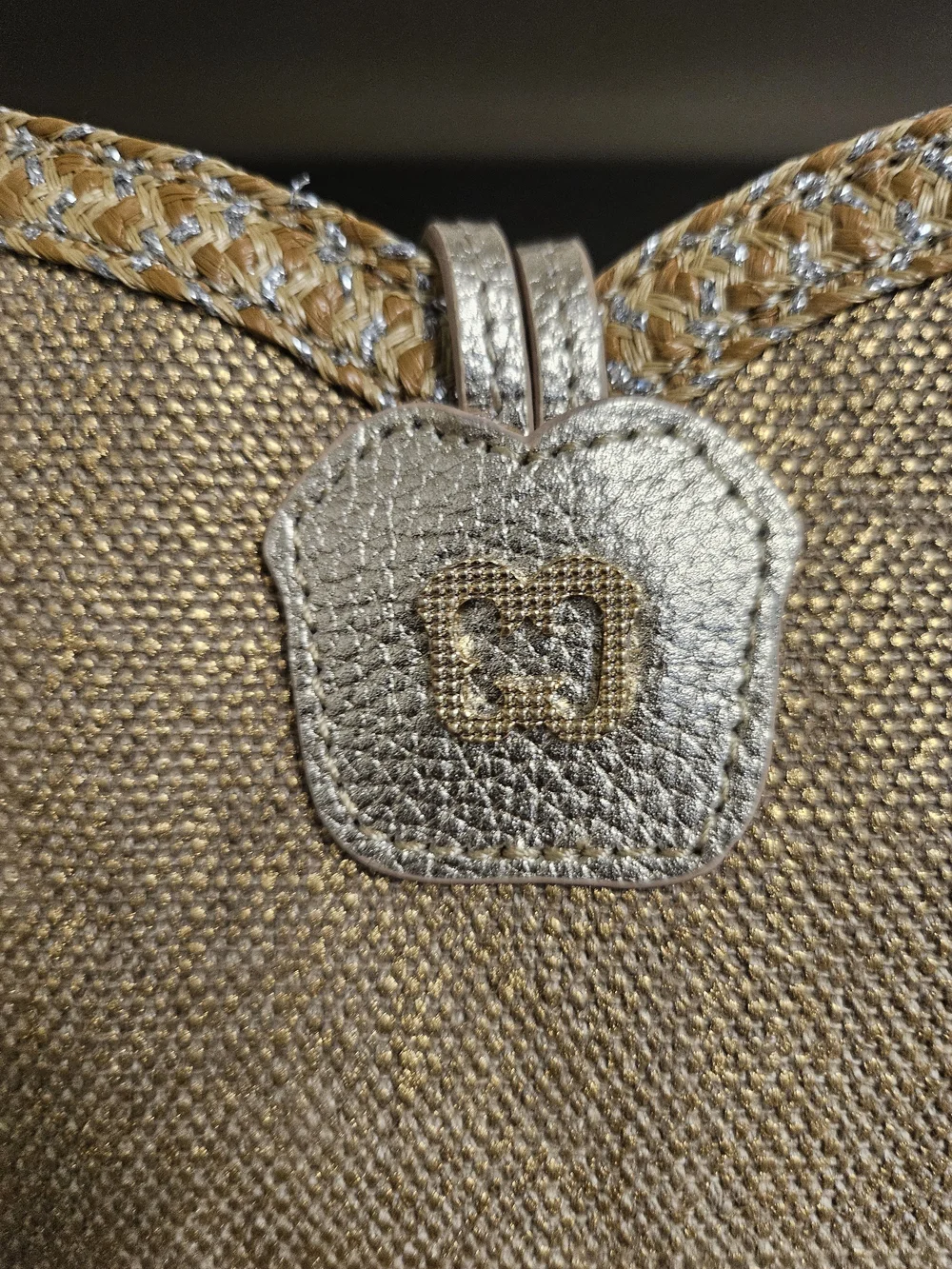 Eric Javits Gold Woven Tote with Tortoiseshell Clasp